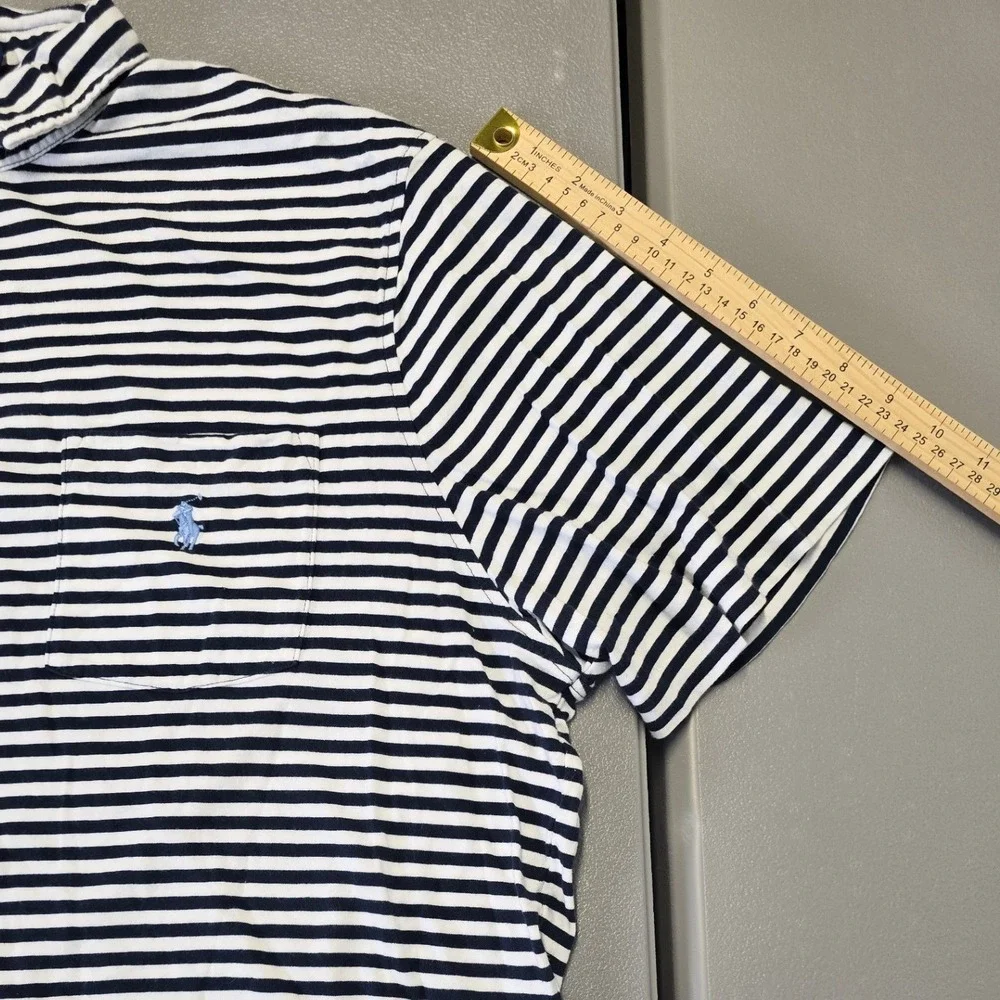 Polo Ralph Lauren Striped Polo Shirt XL Black White Pocket Classic Fit - Picture 5 of 7